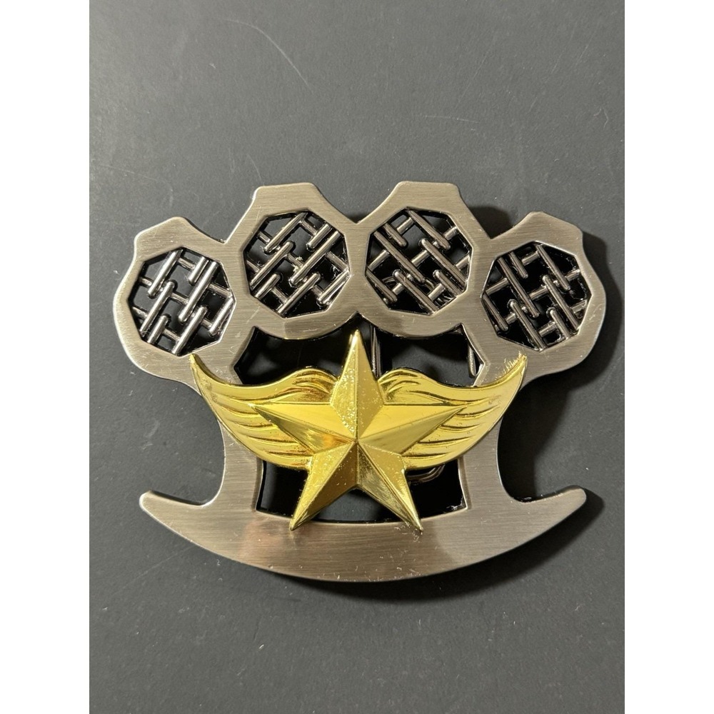 Y2K Tapout Golden Winged Star Knuckles Belt Buckle‎